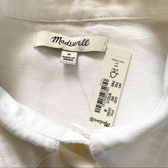 Madewell NWT Pure White Cotton Courier Shirt M - Picture 8 of 10